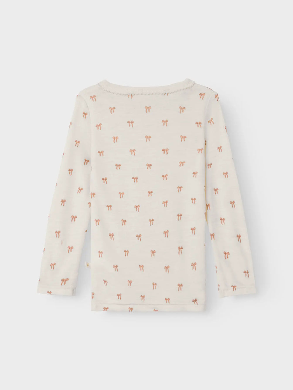 Lil' Atelier Mini WOOL NALU LS SLIM TOP - Turtledove Melange | Bow - Torgunns Barneklær AS