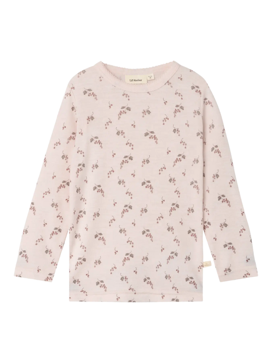 Lil' Atelier Mini NOEL NIA WOOL LS SLIM TOP - Morganite | BERRY - Torgunns Barneklær AS