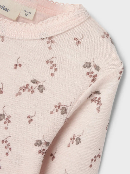 Lil' Atelier Mini NOEL NIA WOOL LS SLIM TOP - Morganite | BERRY - Torgunns Barneklær AS
