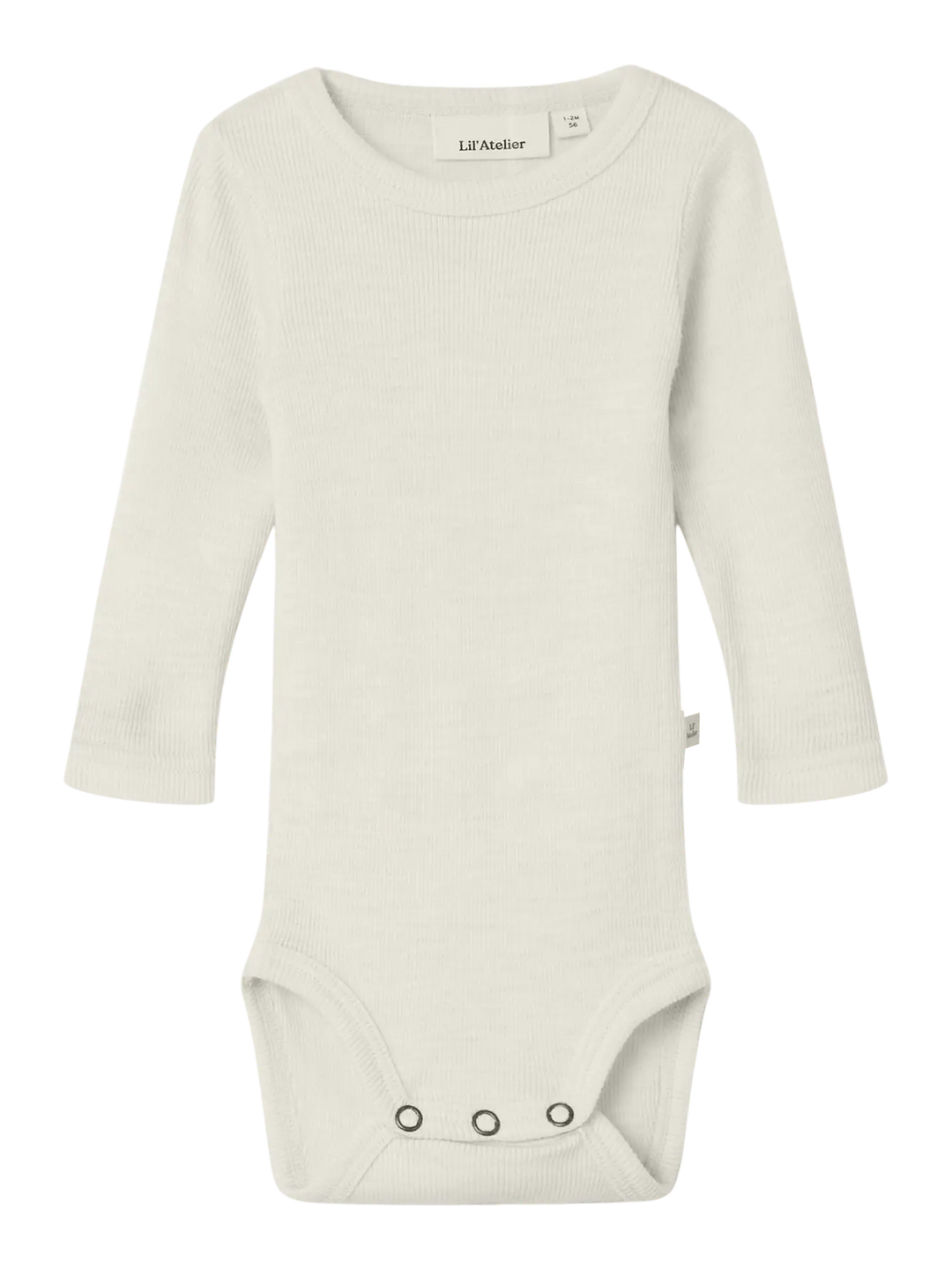 Lil' Atelier Baby WOOL NALU RIB LS SLIM BODY - Turtledove Melange - Torgunns Barneklær AS