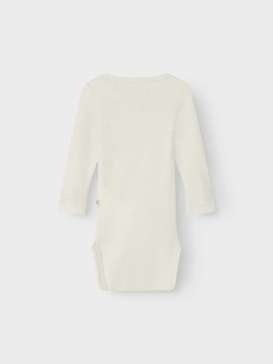 Lil' Atelier Baby WOOL NALU RIB LS SLIM BODY - Turtledove Melange - Torgunns Barneklær AS