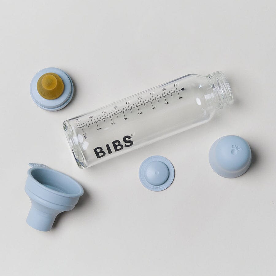 BIBS Baby Glass Bottle Complete Set // Cloud 225ml Tåteflasker BIBS 