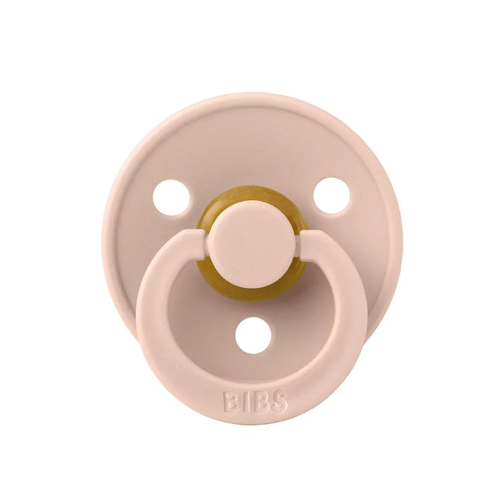 BIBS babysove i lys rosa med gullring, myk silikon for spedbarn