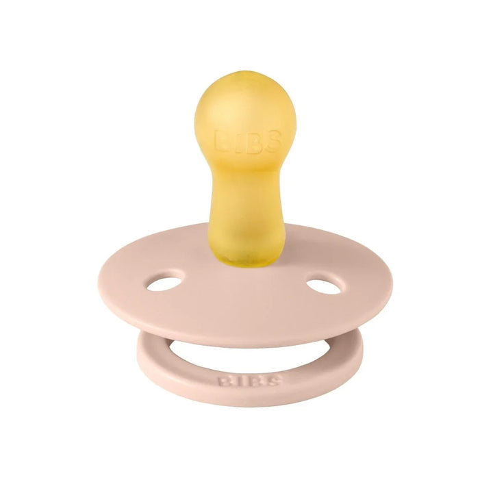 Gul og rosa BIBS naturlig gummipinne for baby, myk og trygg