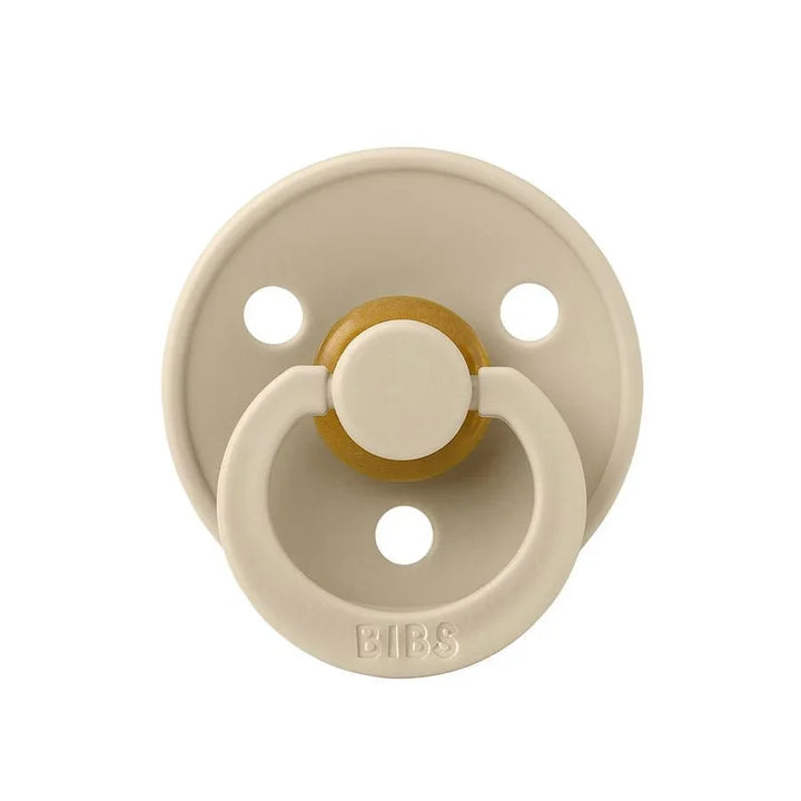BIBS naturlig gummipinne i beige med tre-ring, myk og trygg for spedbarn