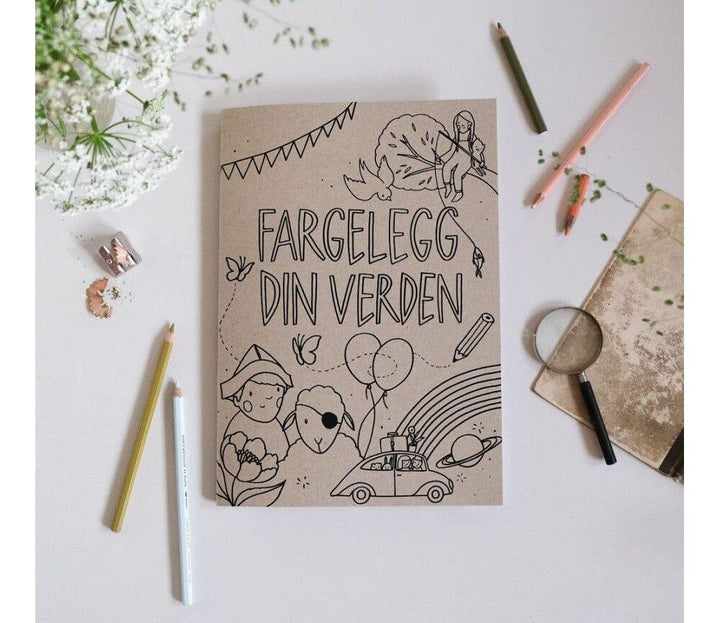 Fargelegg din verden – barnebok med tegninger, blyanter og blomster for kreativ lek og læring