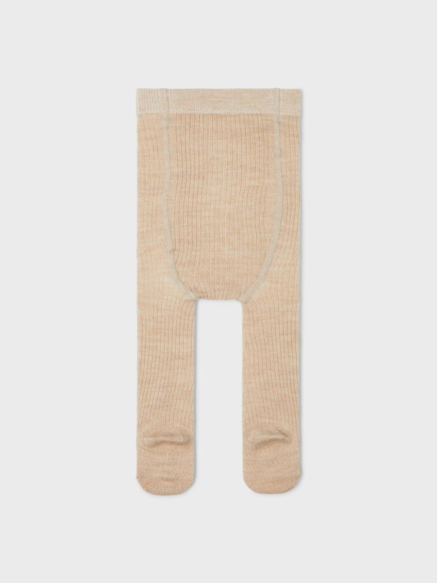 Lil' Atelier BABY RAKEL STRØMPEBUKSE ULL - Warm Sand | Torgunns Barneklær AS