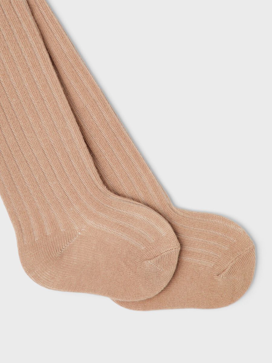Lil' Atelier MINI ILSA RIB PANTYHOSE - Almondine | Torgunns Barneklær AS