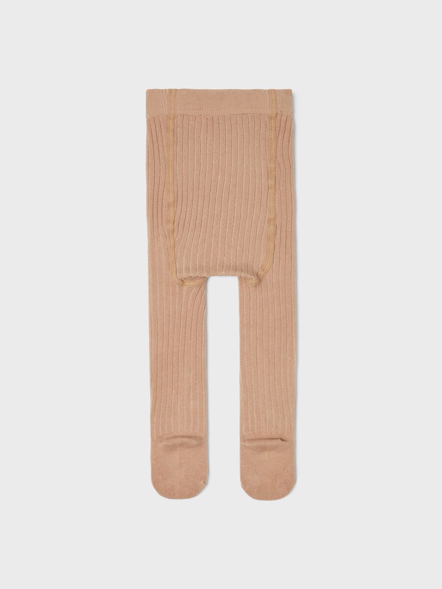 Lil' Atelier MINI ILSA RIB PANTYHOSE - Almondine | Torgunns Barneklær AS