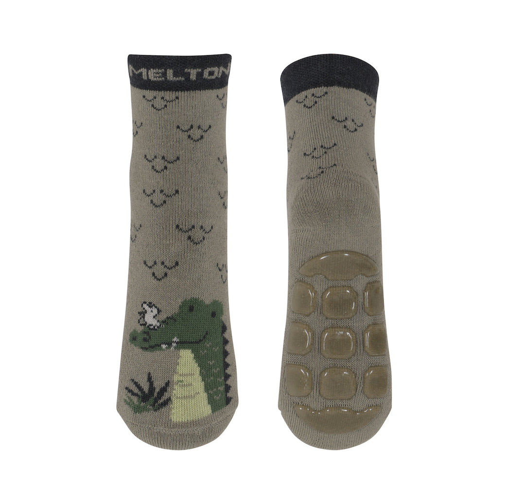 melton Crocodile Friends Anti-slip Socks - Safari Green Strømpebukser & Sokker mp Denmark 
