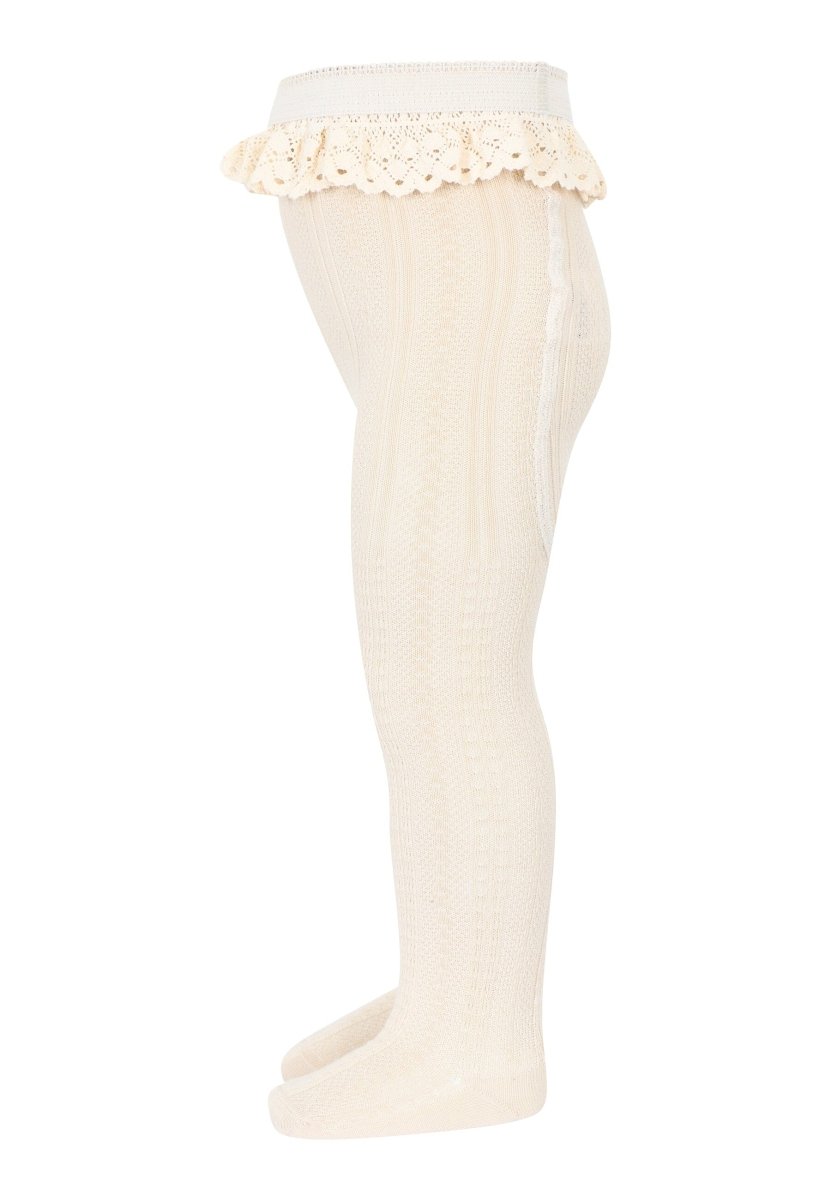 mp Denmark | Cotton | Ruby Tights w/Lace - Ecru | Torgunns Barneklær AS