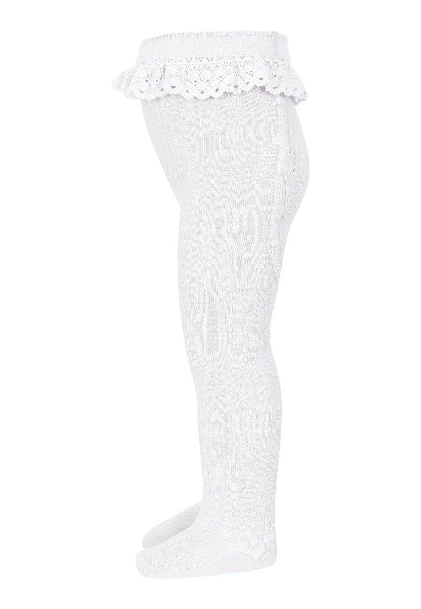 mp Denmark | Cotton | Ruby Tights w/Lace - White | Torgunns Barneklær AS