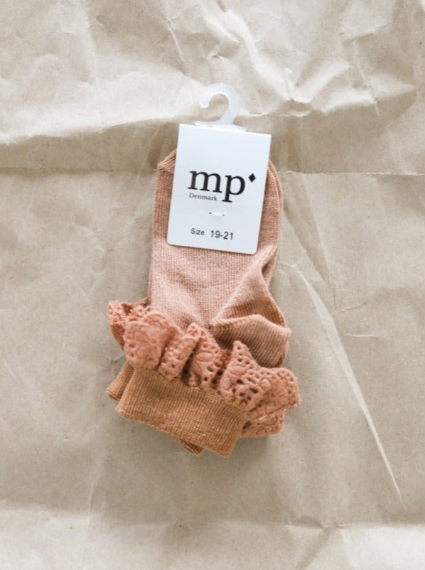 mp Denmark Cotton Socks w/Lace - Tawny Brown Strømpebukser & Sokker mp Denmark 