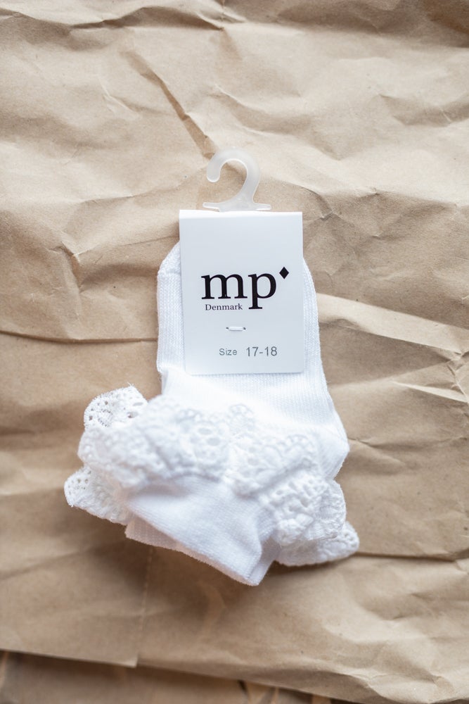 mp Denmark Cotton Socks w/Lace - White Strømpebukser & Sokker mp Denmark 