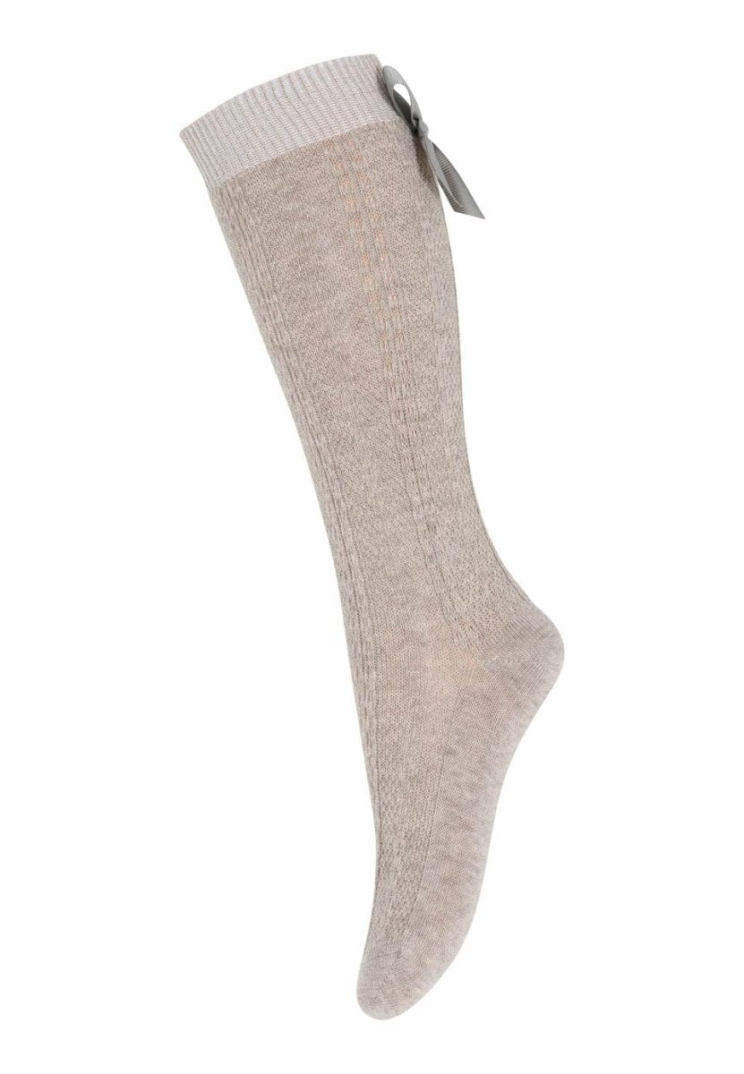 mp Denmark Sofia Knee Socks w/Bow - Light Brown Melange | Torgunns Barneklær AS