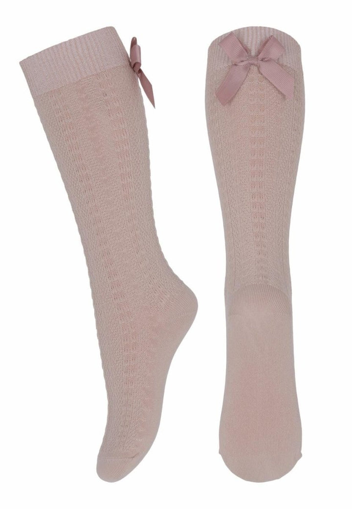 mp Denmark Sofia Knee Socks w/Bow - Rose Dust | Torgunns Barneklær AS