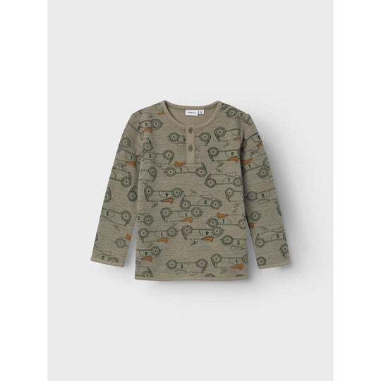 name it mini WUPPO WOOL/COTTON LS TOP - Vetiver Ulltøy name it 