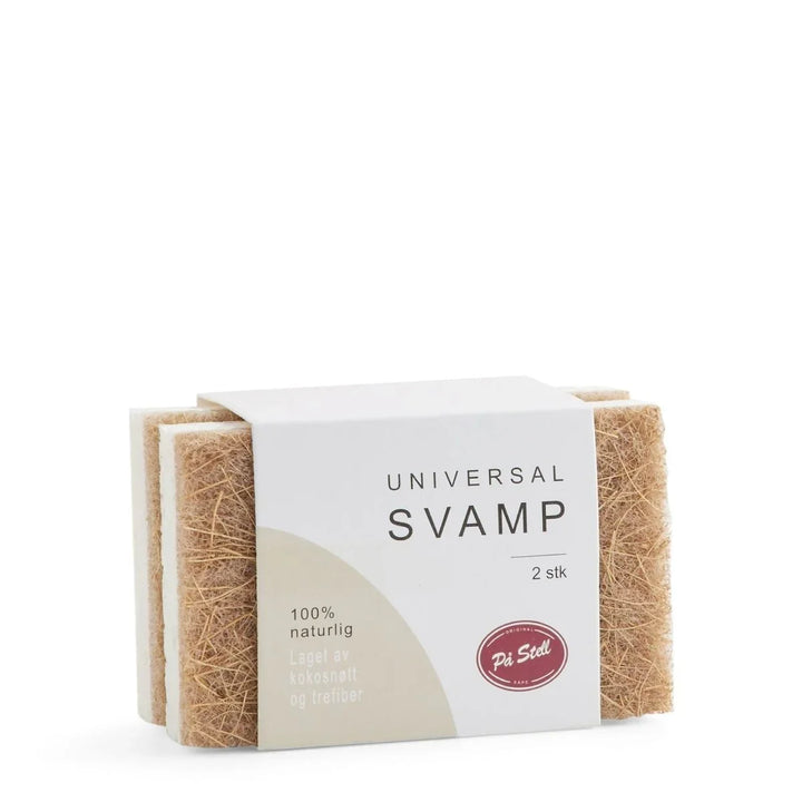 Universal svamp 100% naturlig, laget av kokosnøtt og trefiber, 2 stk