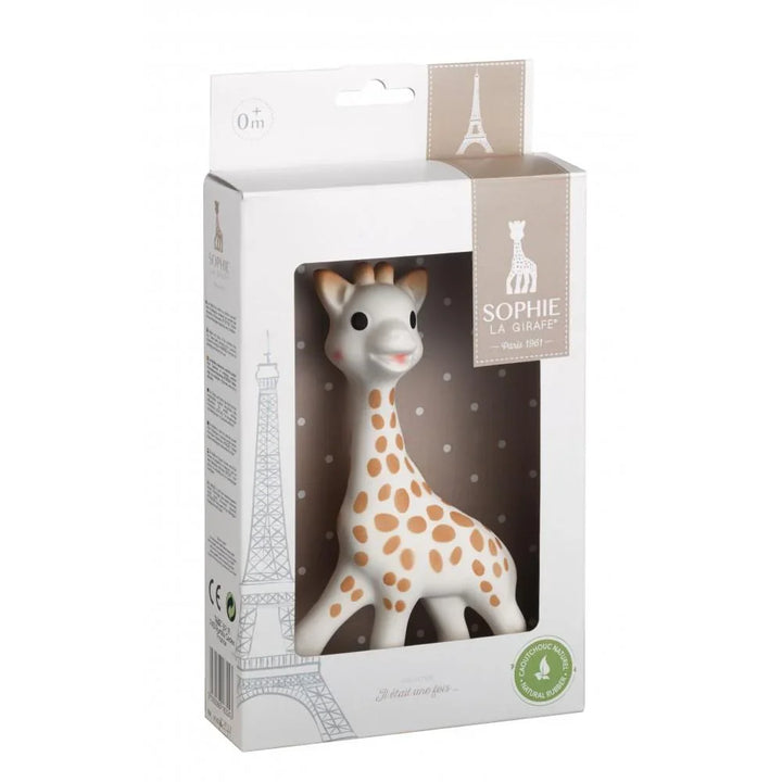 Sophie la Girafe naturlig gummiknagg for spedbarn, 0+ måneder, i gaveeske med Eiffeltårn