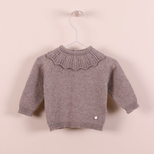 wedoble - Knitted long sleeved sweater with knitted collar - Brown Kategori wedoble 