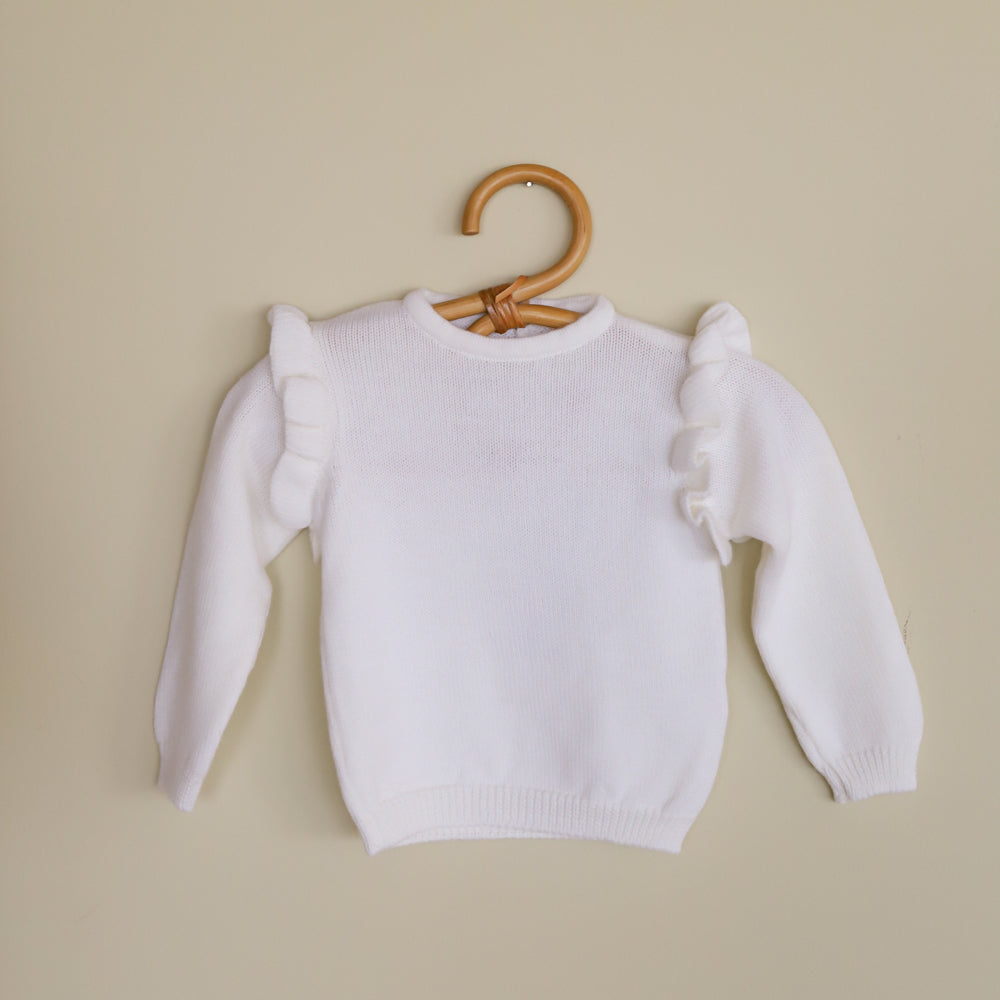wedoble - Sweater with ruffle knitted in merino wool - Pearl Kategori wedoble 